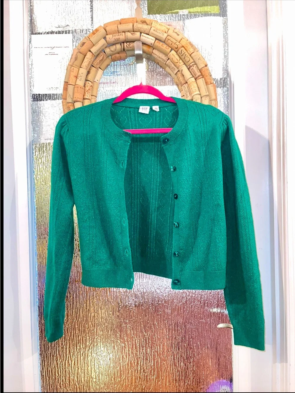 GAP Kids Emerald Green Button-Up Knit Cardigan Sweater